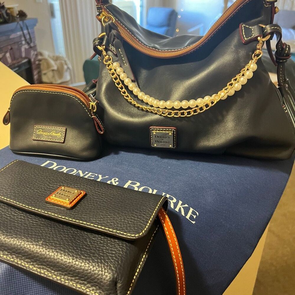 Y2K Dooney & Bourke Florentine Teagan hobo bag wallets 3 pc set Navy